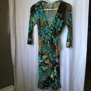 Nine West brown & turquoise Wrap Dress 2
